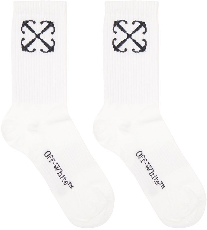 Photo: Off-White White Jacquard Socks