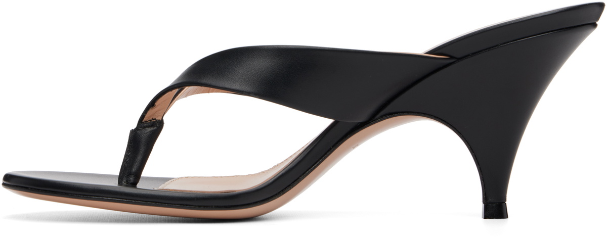 Gianvito Rossi Black Sofia Thong Heeled Sandals