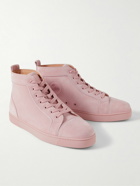 Christian Louboutin - Louis Orlato Grosgrain-Trimmed Suede High-Top Sneakers - Pink