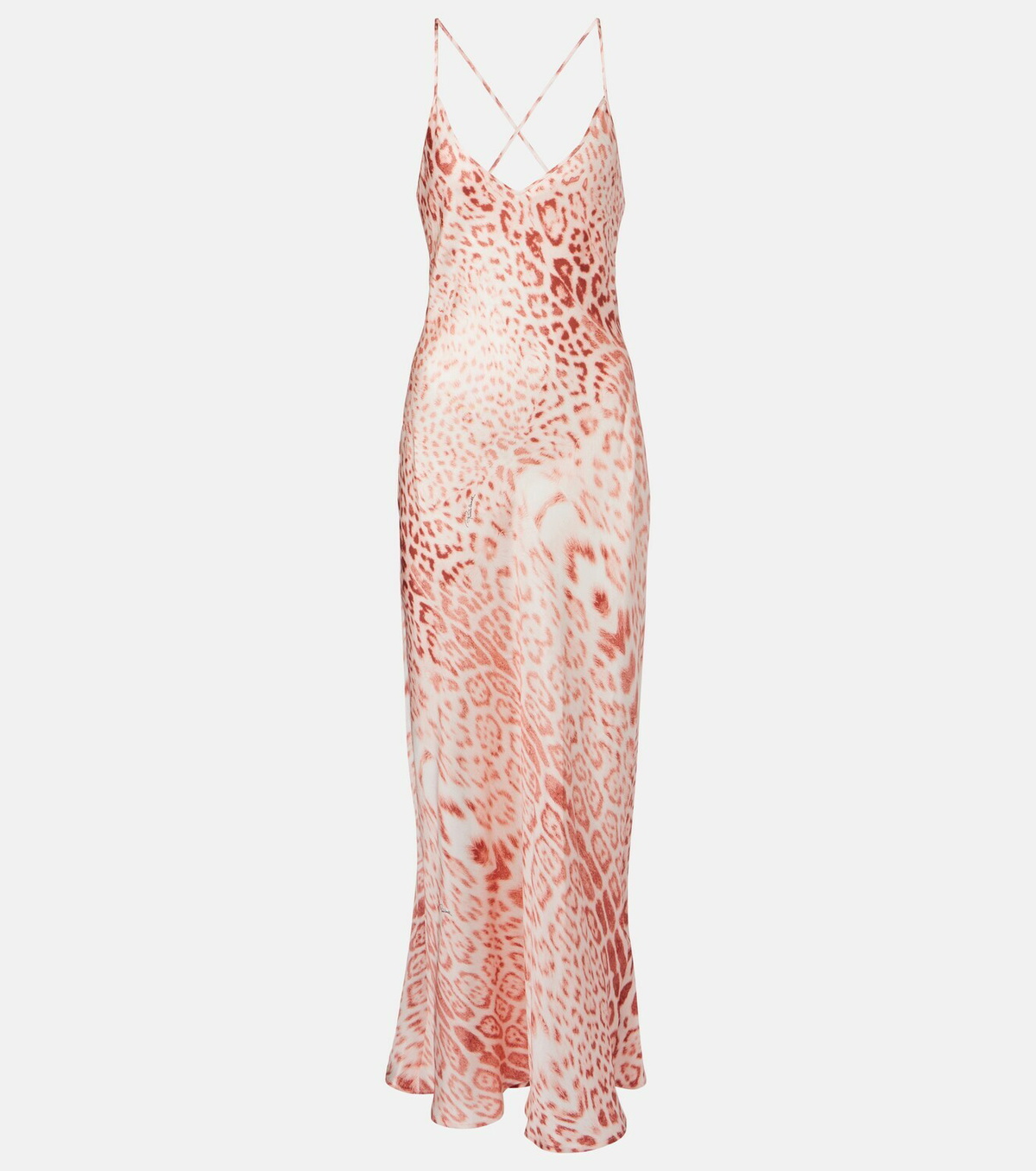 Roberto Cavalli Leopard-print silk satin dress