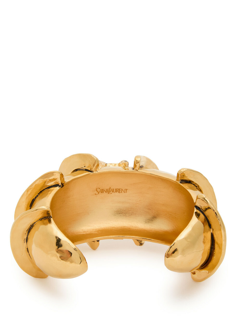 Saint Laurent Sculpted Logo Cuff Gold