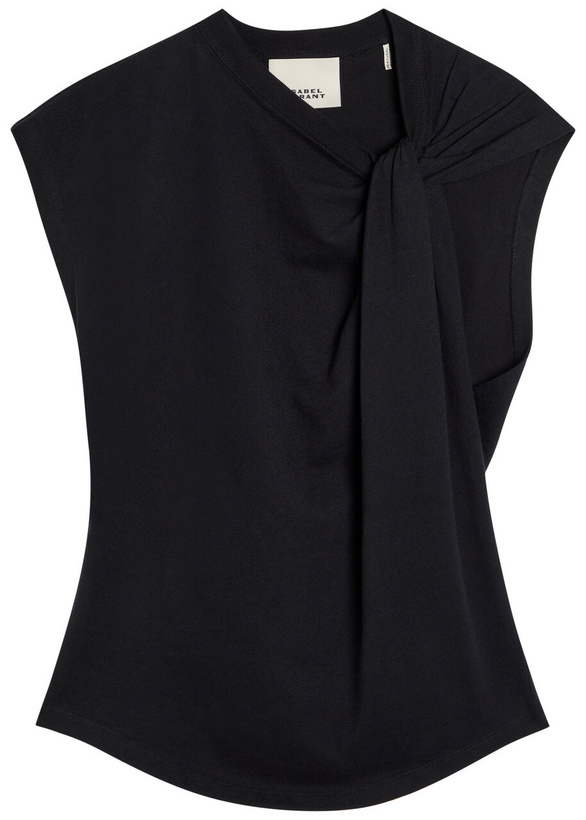 Photo: Isabel Marant Nayda Twisted Cotton T-shirt Black