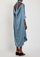 Acne Studios Cowl-back Draped Stretch-satin Midi Dress Blue