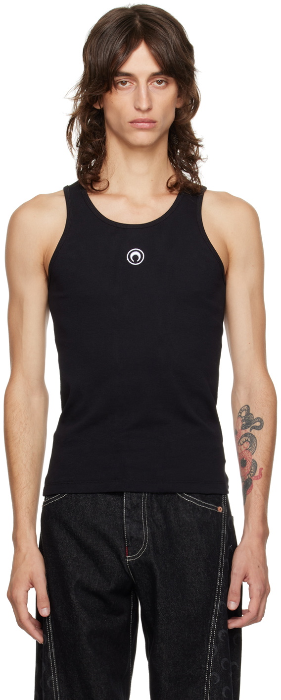 Marine Serre Black Organic Cotton Tank Top