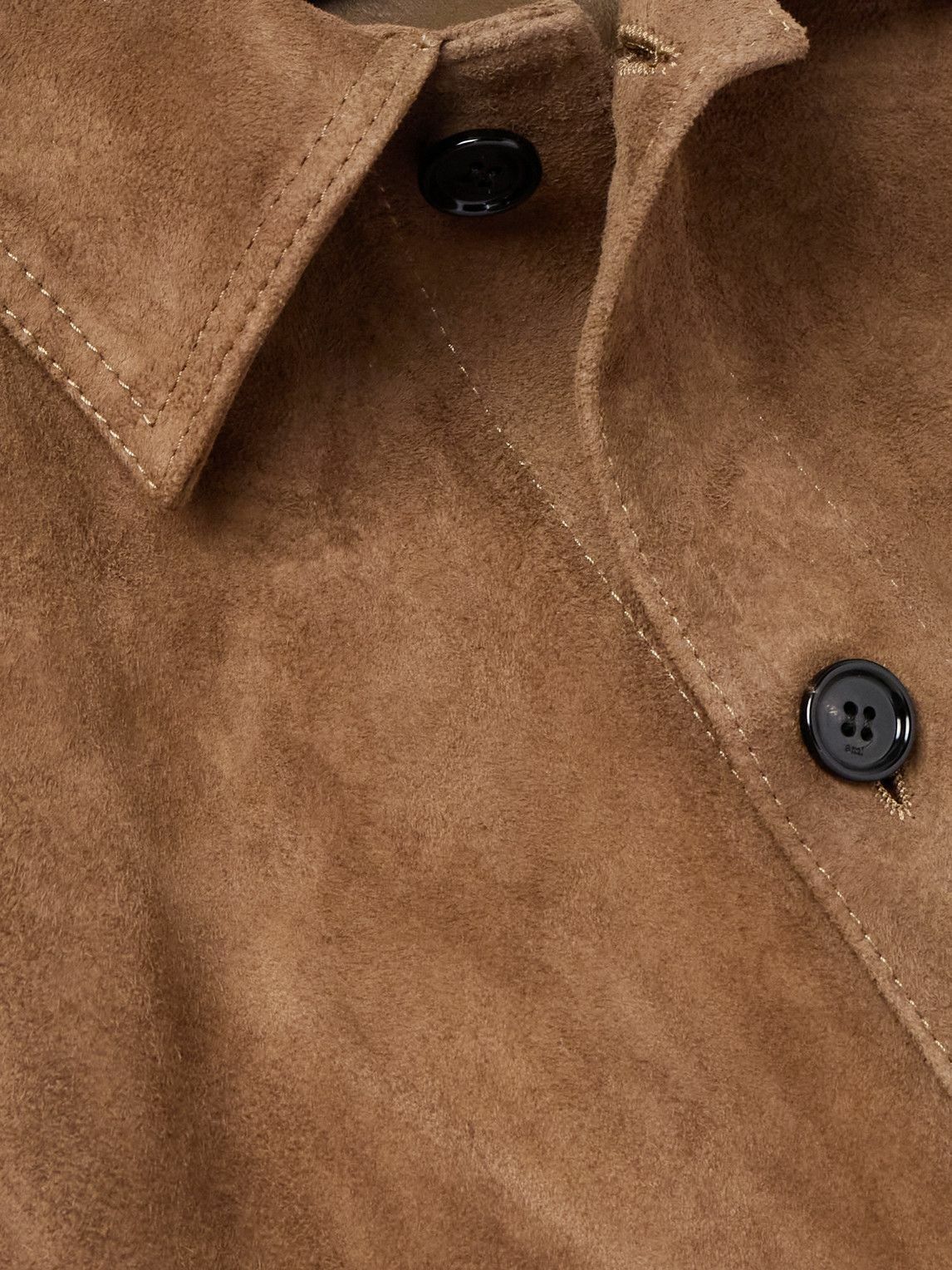 AMI PARIS - Logo-Embossed Suede Jacket - Brown