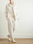 Dolce&Gabbana - Straight-Leg Piped Linen and Silk-Blend Trousers - Neutrals