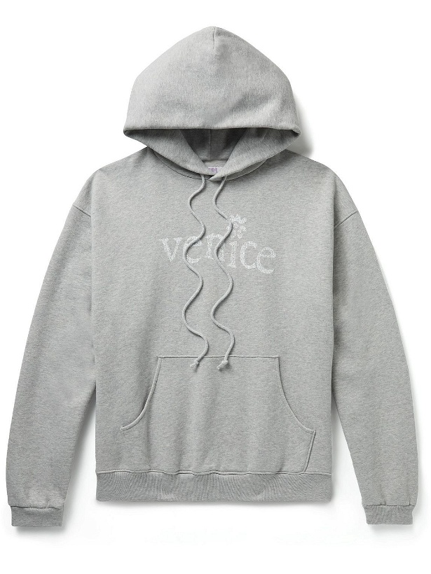 Photo: ERL - Venice Printed Cotton-Blend Jersey Hoodie - Gray