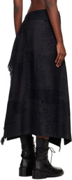 Y's Black O-Wrap-Like Flare Maxi Skirt