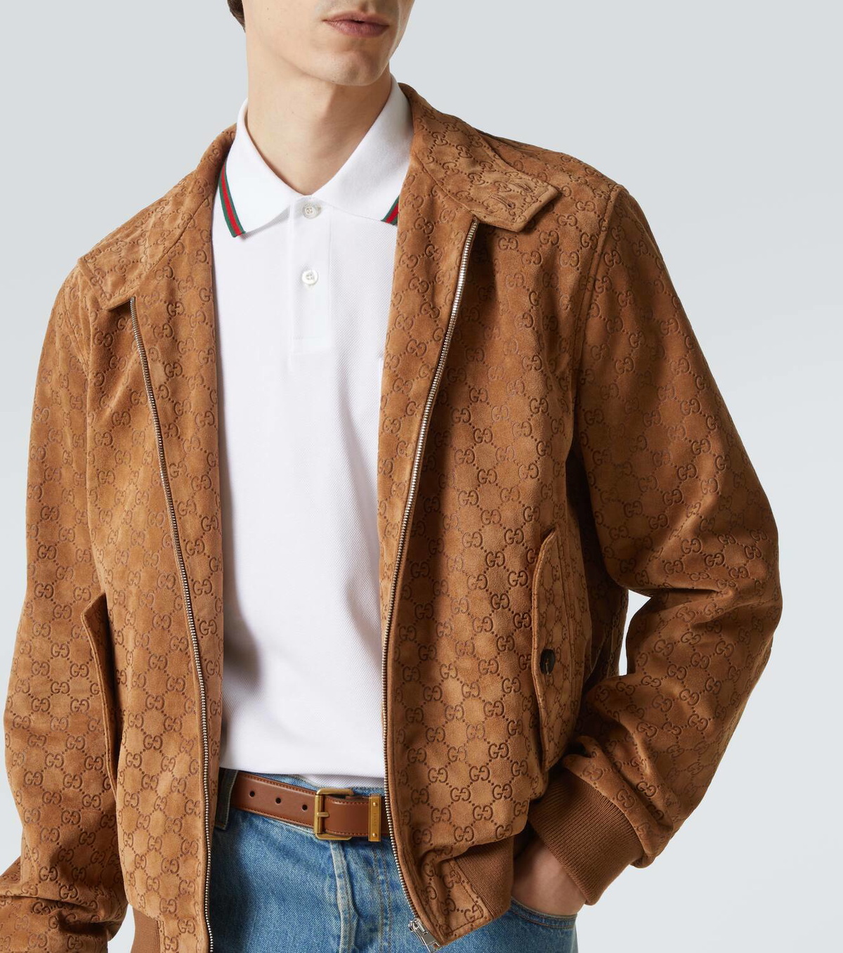 Gucci GG suede bomber jacket