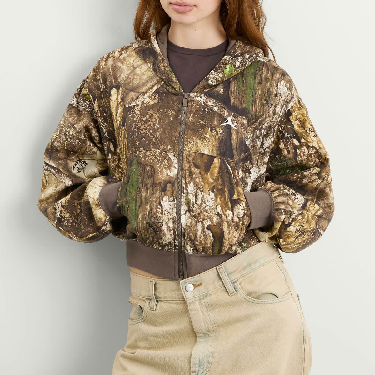 Air Jordan Women's Brooklyn Real Tree Camo Pullover Hoodie in Sail