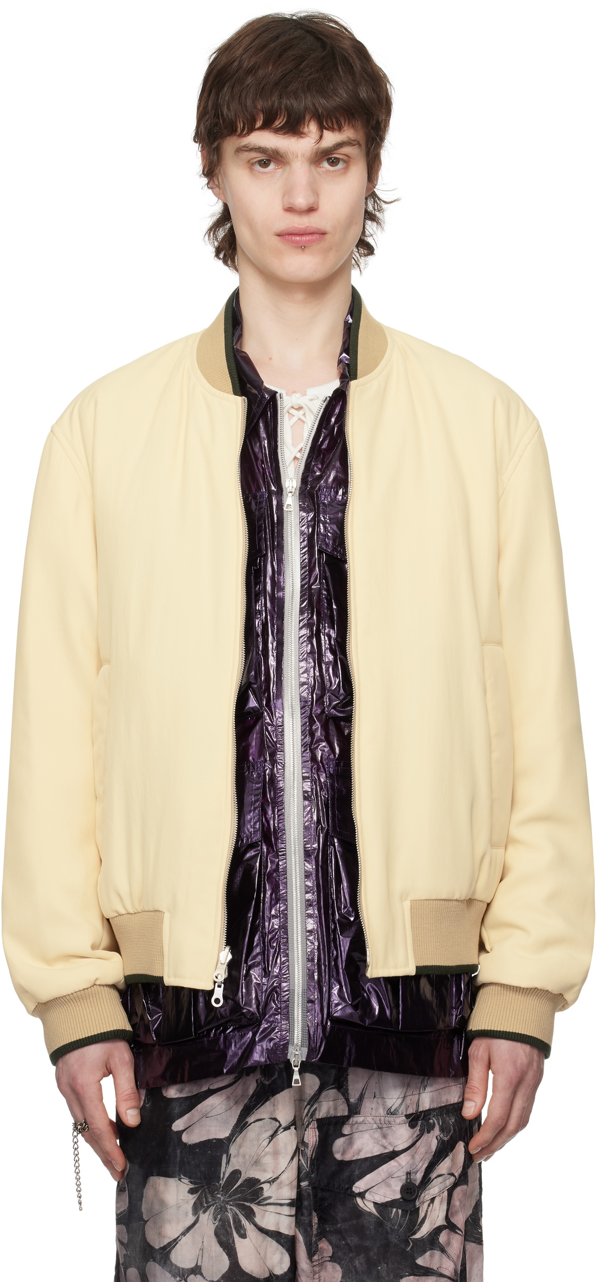 Dries Van Noten Brown Embellished Bomber Jacket Dries Van Noten
