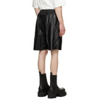 Rick Owens Black Tower Boxers Leather Shorts