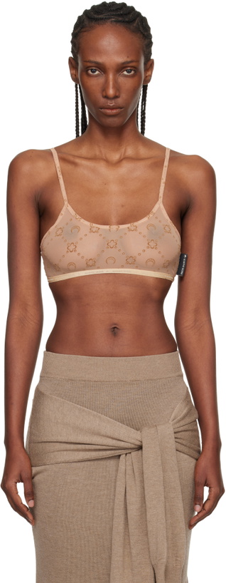 Photo: Marine Serre Tan Recycled Mesh Flock Bralette