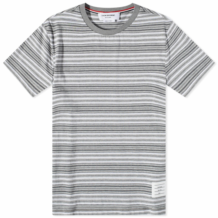 Photo: Thom Browne Men's Striped Ringer T-Shirt in Tonal Grey
