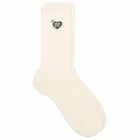 Human Made Men's Heart Logo Pile Socks in White