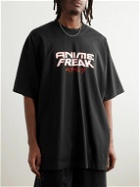 VETEMENTS - Anime Freak Oversized Printed Embroidered Cotton-Jersey T-Shirt - Black