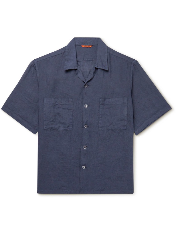 Photo: Barena - Solana Camp-Collar Linen-Poplin Shirt - Blue