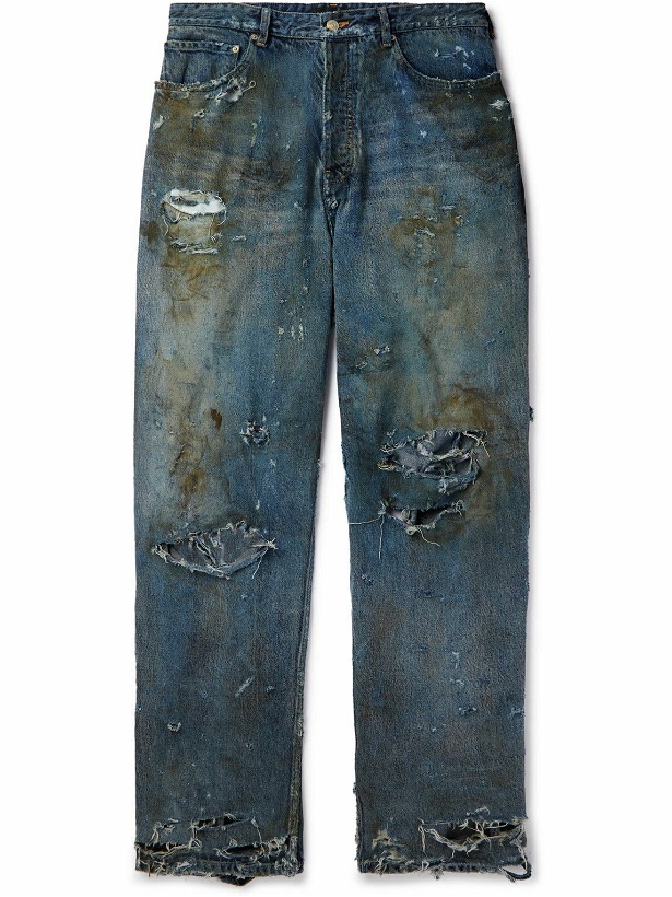 Photo: Balenciaga - Super Destroyed Wide-Leg Jeans - Blue