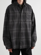Mastermind World - Logo-Embroidered Checked Cotton-Flannel Jacquard Shirt - Gray
