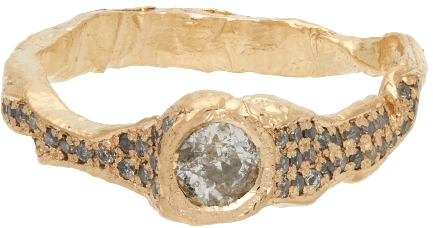 Alice Waese Gold & Grey Diamond Coma Ring