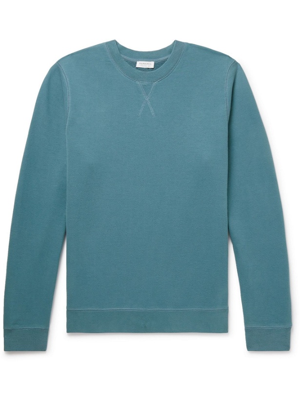 Photo: Sunspel - Brushed Loopback Cotton-Jersey Sweatshirt - Blue