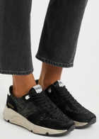 Golden Goose Running Sole Suede Sneakers Black And White