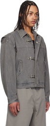 COOR Gray Fireman Crop Denim Jacket