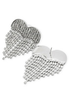 Self-portrait Heart Crystal-embellished Silver-plated Drop Earrings - One Size