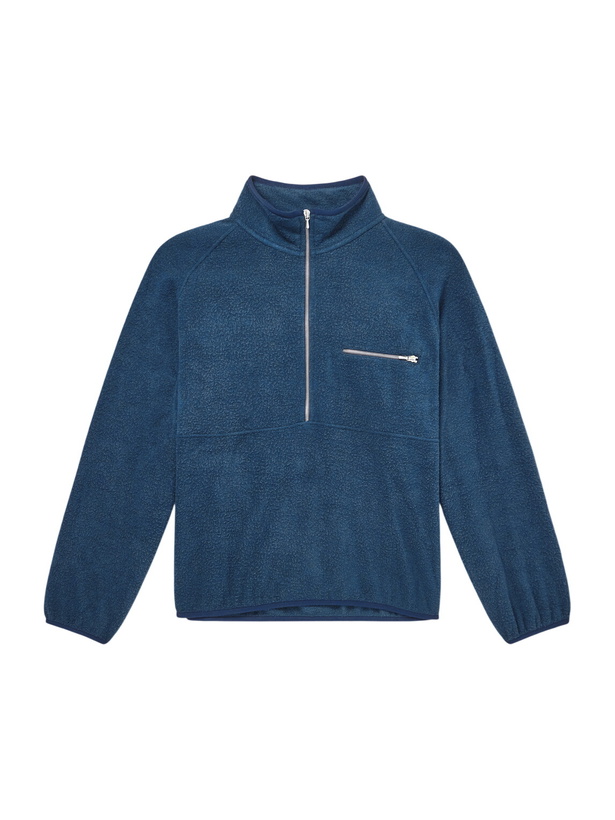 Photo: A.PRESSE - Silk-Fleece Half-Zip Sweatshirt - Blue