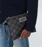 Gucci GG leather-trimmed pouch