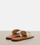 Miu Miu Leather-trimmed crochet slides