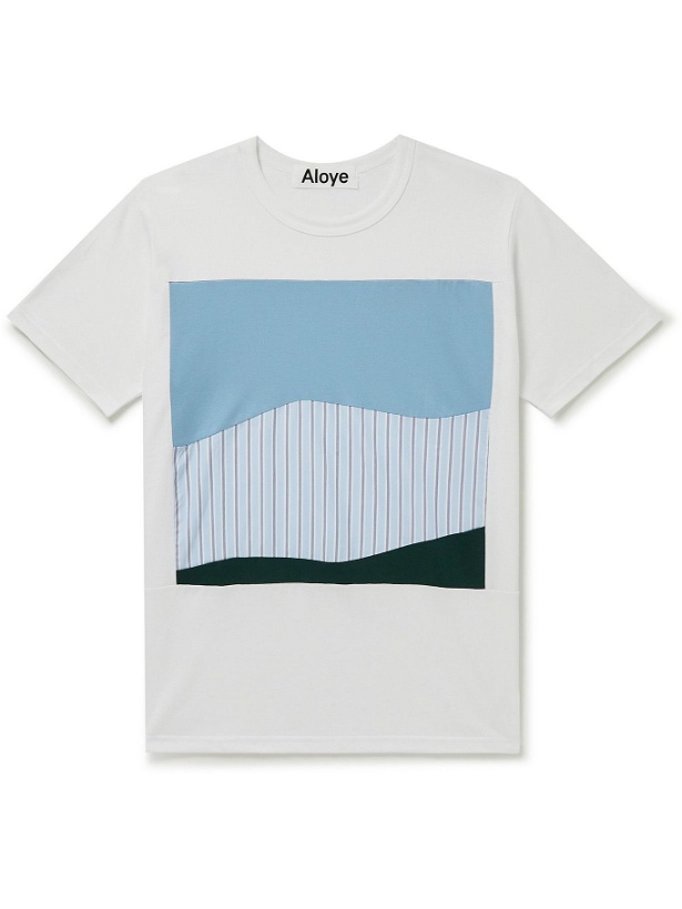 Photo: Aloye - Colour-Block Poplin-Panelled Cotton-Jersey T-Shirt - White