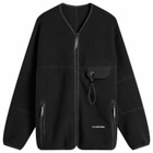and wander Wool Fleece Cardigan in Black