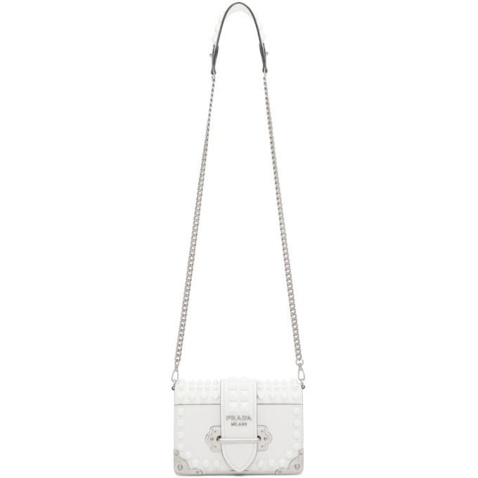 Prada Leather Cahier Bag in White