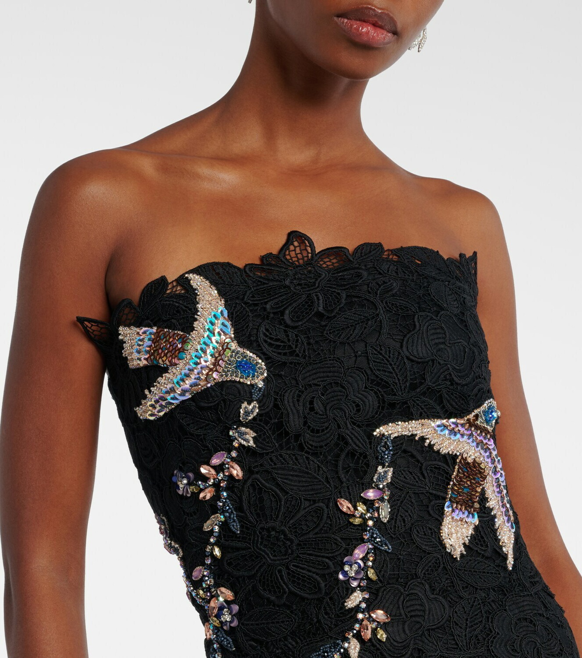 Costarellos Embroidered lace midi dress