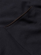 Ermenegildo Zegna - Leather-Trimmed Cotton-Piqué Polo Shirt - Blue