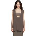 Rick Owens Gray Tower Wool Knit V Neck Vest