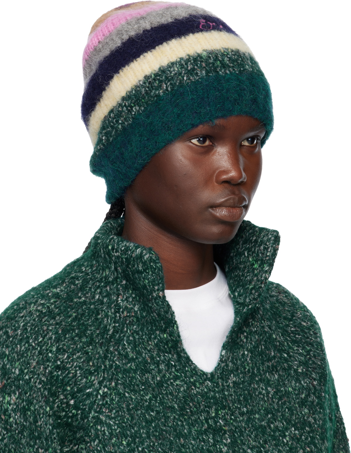 ERL Multicolor Striped Alpaca Mohair Beanie