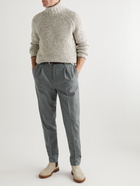 Brunello Cucinelli - Tapered Pleated Virgin Wool-Flannel Trousers - Gray