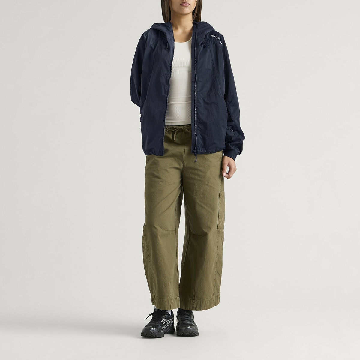 Dime Women's Crinkled Tech Windbreaker Jacket in Navy