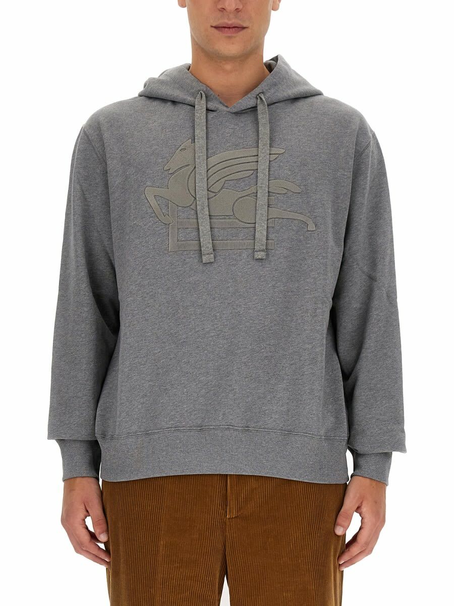 【関税&送料込】Etro Sweatshirt With Pegasus Embroidery ETRO Blue Red Purple Floral Geometric Print V-Neck Silk