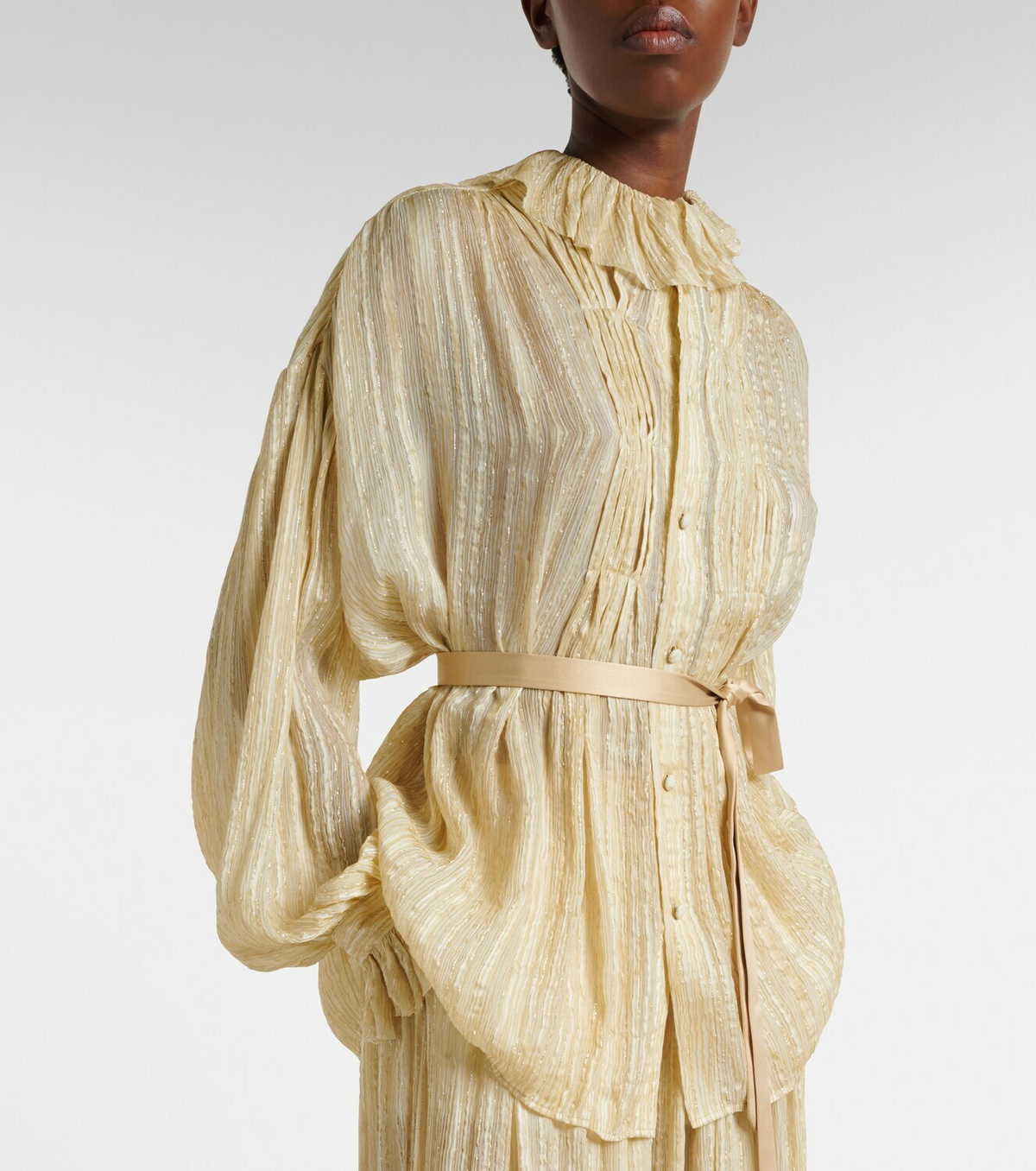 Xu Zhi Pleated silk-blend blouse