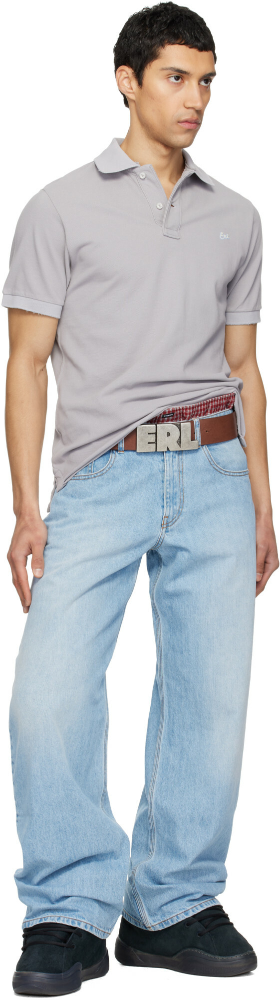 ERL Brown 'ERL' Large Leather Belt