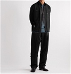 Undercover - Wide-Leg Webbing-Trimmed Pleated Cotton-Twill Trousers - Black