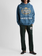 Rhude - Le Tabac Logo-Embroidered Printed Cotton-Jersey Hoodie - Blue