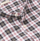 Massimo Alba - Noto Grandad-Collar Checked Cotton-Poplin Shirt - Blue