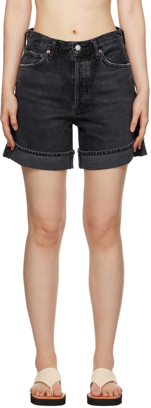 AGOLDE Black Dame Denim Shorts