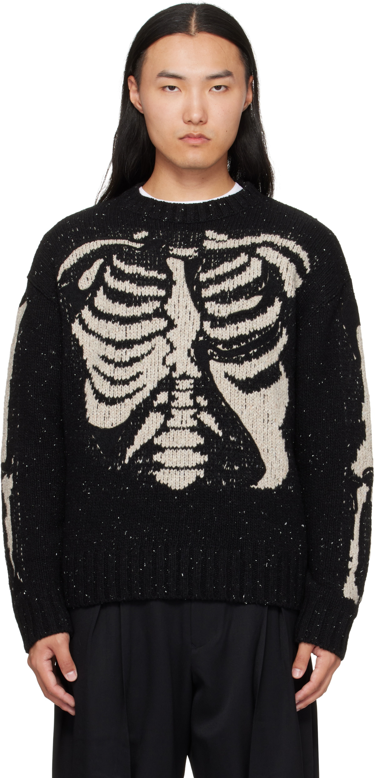 Khoki Black Needle Punched Knit Sweater