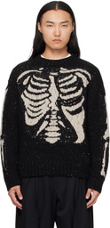Khoki Black Needle Punched Knit Sweater