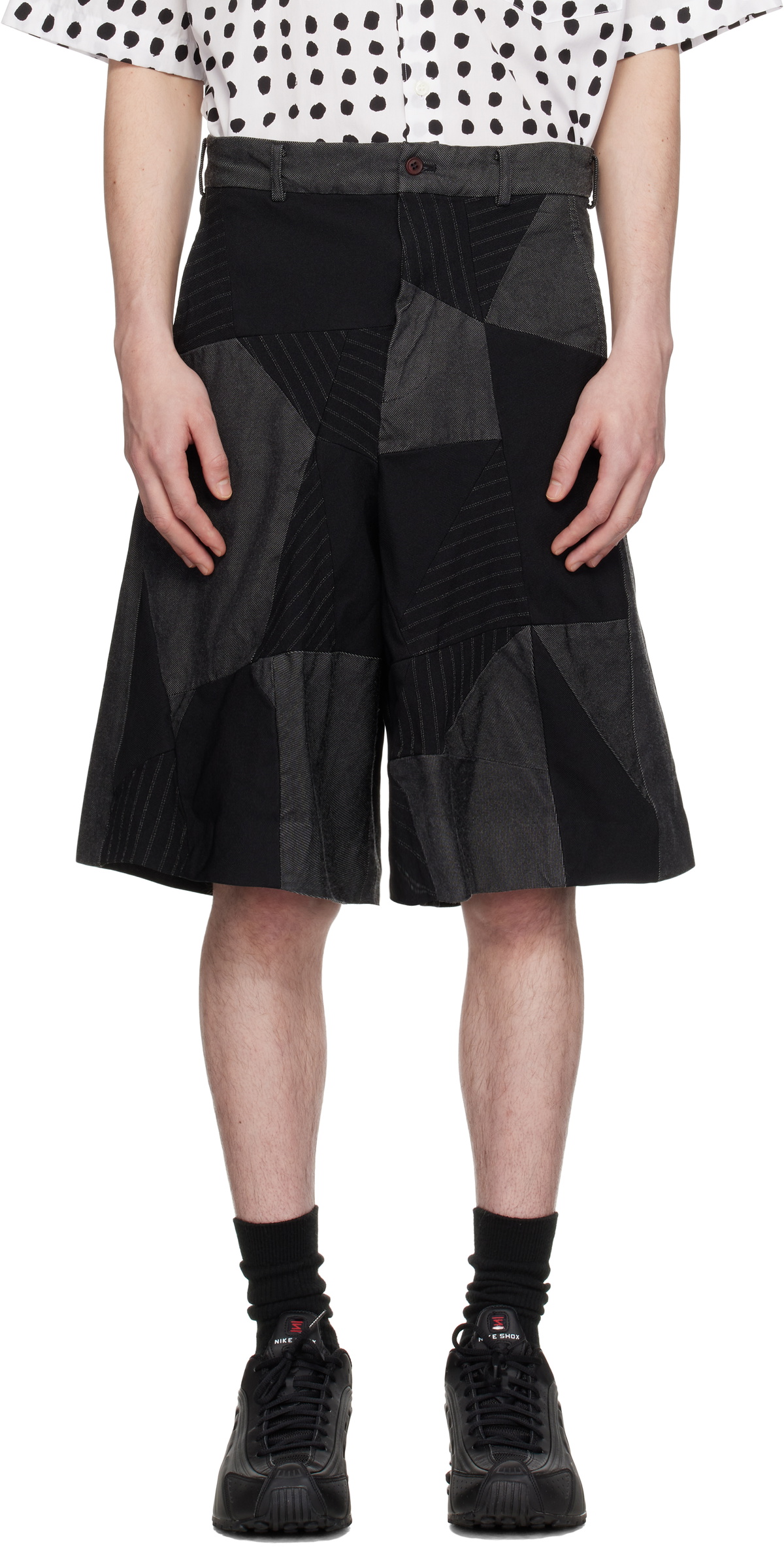 Black Comme des Garçons Black Gabardine Patchwork Shorts